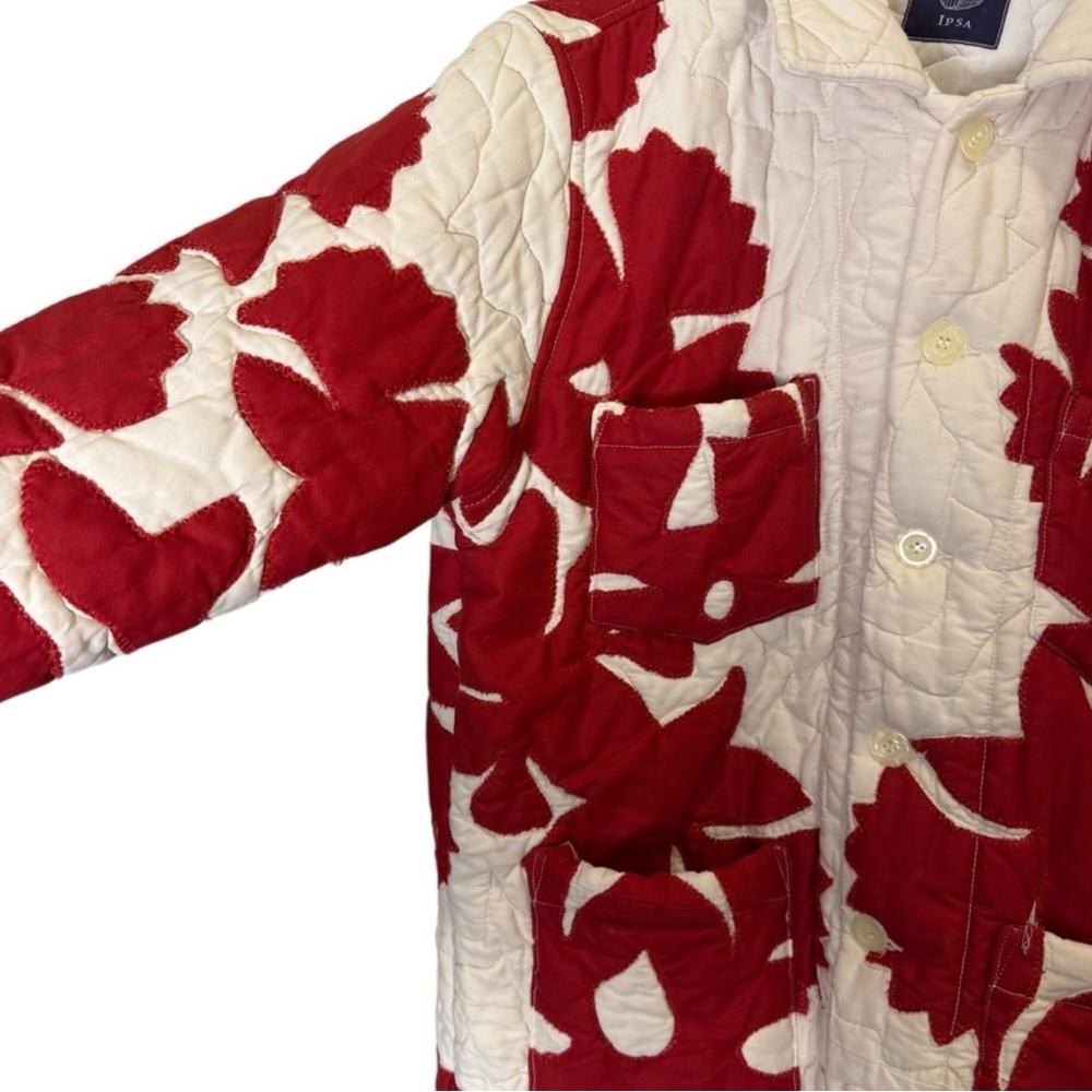 Res Ipsa Aspen OOAK Repurposed Red and White Quilted Jacket sz M - Picture 3 of 9